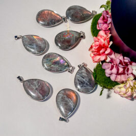 Pink and Purple Labradorite Pendant: Intuition & Mysticism