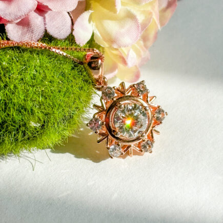Moissanite Rose Gold Snowflake Pendant Necklace