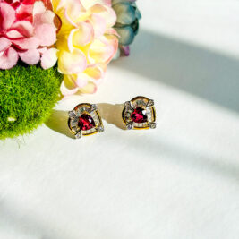 Purple Garnet + Moissanite Earrings