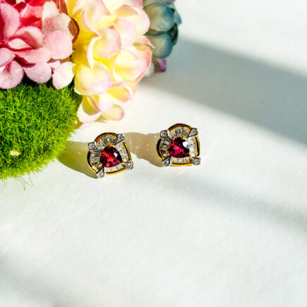 Purple Garnet + Moissanite Earrings