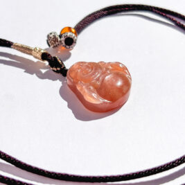 Peach Moonstone Buddha Cord Necklace