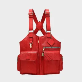 Tactical Leather Vest in Black