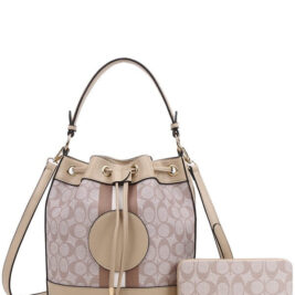 2n1 Oval Design Drawstring Satchel Wallet Set