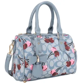 Oval Cherry Print Handle Satchel