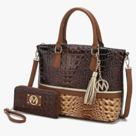 Autumn Crocodile Skin Tote Bag with Wallet By Mia K