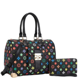 2IN1 DESIGN PRINT HANDLE SATCHEL W WALLET SET