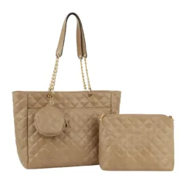 Fashion Quilted Three Pieces Set Large Tote