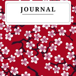 Red Japanese Classic Floral Design Journal