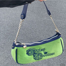 Vintage Grass Embroidered Velvet Shoulder Handbag