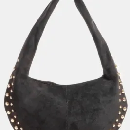 Fame Metallic Studded Faux Suede Hand Bag