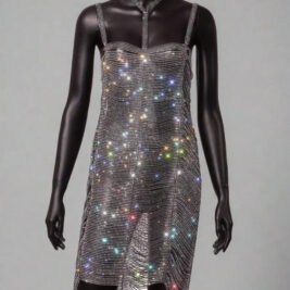 Chain Dress - Silver Alloy Drape Style Metallic Cocktail Dress by Prima Dons & Donnas