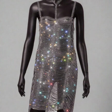 Chain Dress - Silver Alloy Drape Style Metallic Cocktail Dress by Prima Dons & Donnas