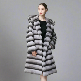 Chinchilla Faux Fluffy Knee Jacket- By Prima DND