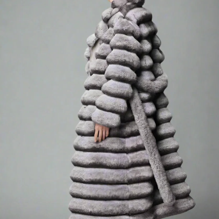 Chinchilla Look Long Fluffy Faux Jacket- By Prima DND