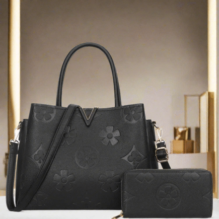 2IN1 Print Handle Satchel Bag with Wallet Set