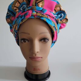 Colorful print satin lined bonnet headwrap