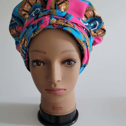 Colorful print satin lined bonnet headwrap