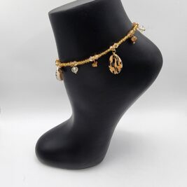 Bohemian Shell and Crystal Beaded Elastic Ankle - Cowry Anklet