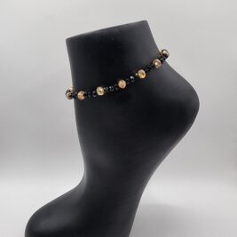 Black and Gold Stretch Anklet