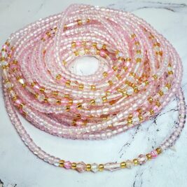 Pink transparent tie on waist beads