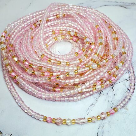 Pink transparent tie on waist beads