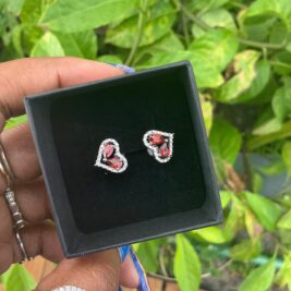 Garnet Heart Stud Earring