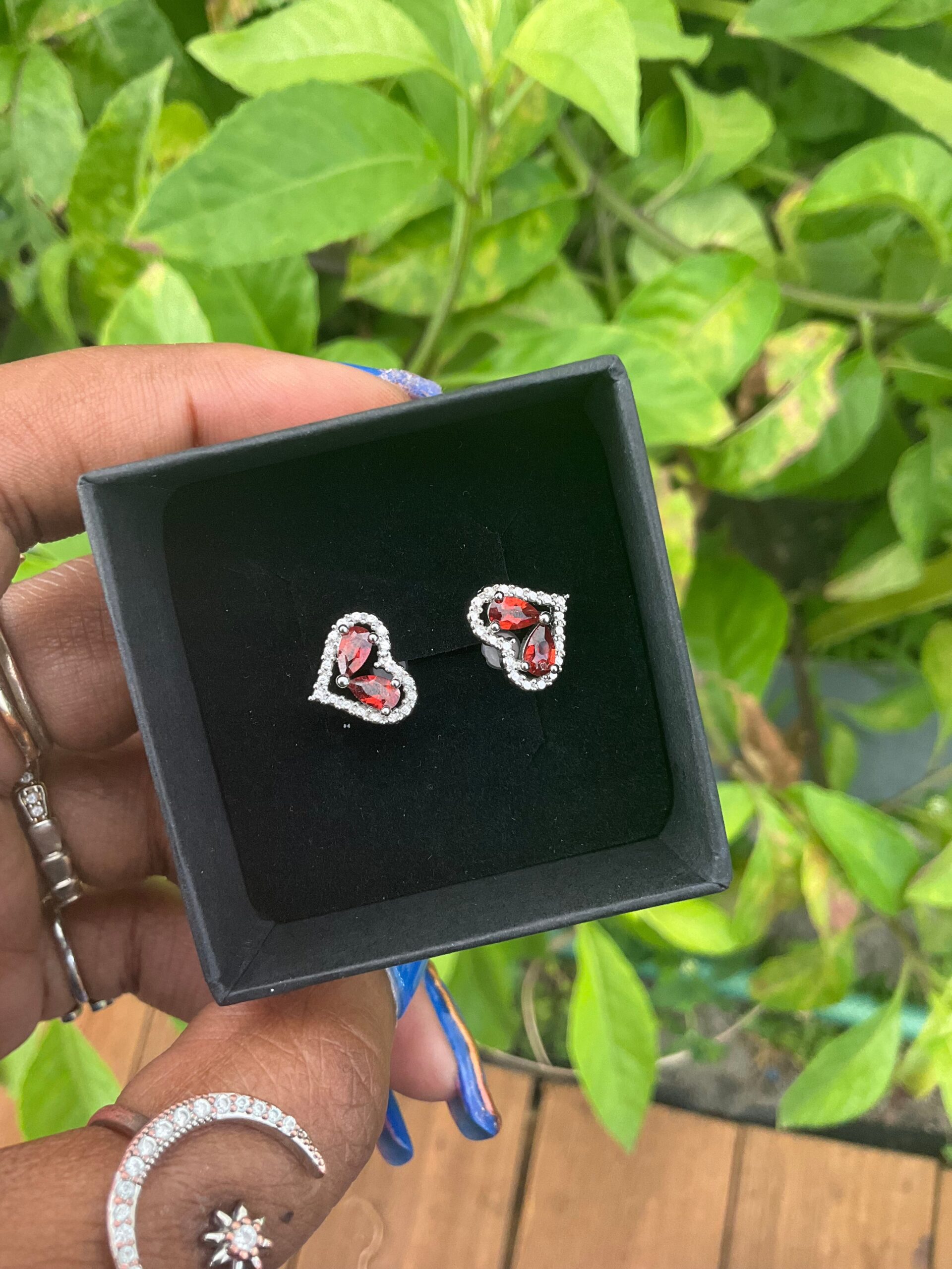 Garnet Heart Stud Earring - Spiritual, Crystals - Astrolyszics