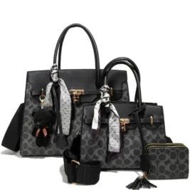 3IN1 Oval Print Design Handle Satchel Wallet