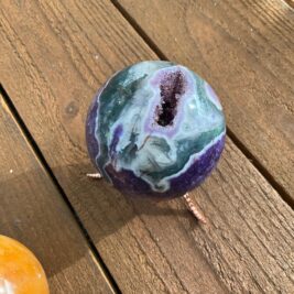 Moss Agate Purple Druzy Sphere