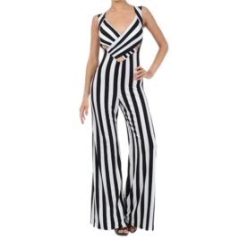 Bloom Stripe Flair Leg Cut Out Jumpsuit