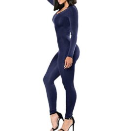Cotton Long Sleeve One Piece Bodysuit Jumpsuit Unitard. Jr Plus Navy Blue Sizes