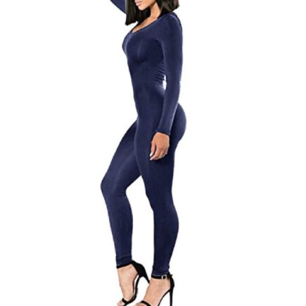 Cotton Long Sleeve One Piece Bodysuit Jumpsuit Unitard. Jr Plus Navy Blue Sizes
