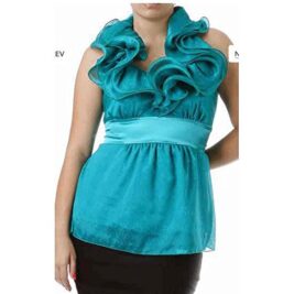 Animal Ruffle Halter Chiffon Top