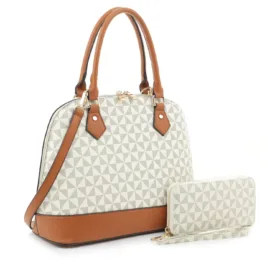 Geometric Monogram Designer Dome Satchel Set