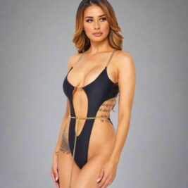Chains Monokini Swimsuit - Flattering One Piece Nylon Spandex Beachwear