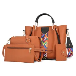 4-Piece Geometric Strap Bag Set