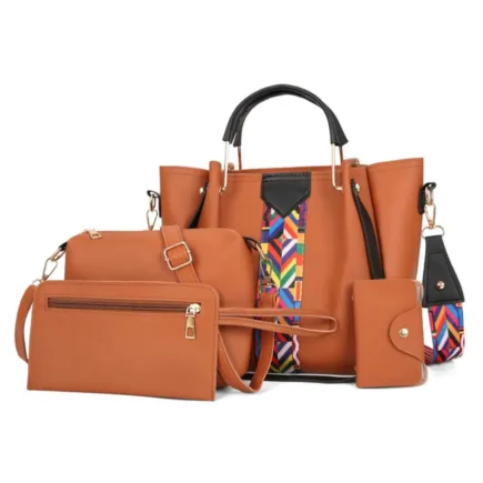 4-Piece Geometric Strap Bag Set