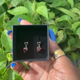 Garnet Heart Dangly Earring