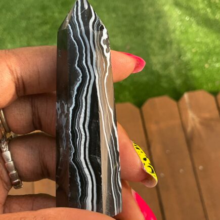 Black Agate Banded Point - Spiritual, Crystals - Astrolyszics