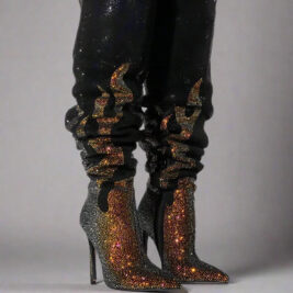 Crystal Rhinestone Boots - Custom Fit Made to Order Stiletto Heel Footwear