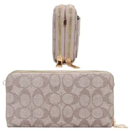 Oval V Design Zipper Wallet W Strap