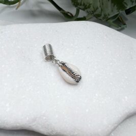 Silver  Rim Cowrie Loc Jewelry