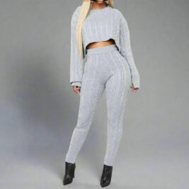 Cable Knit Crop Sweater Set- Prima Dons and Donnas