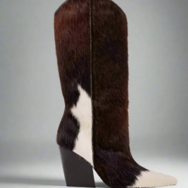 Cowboy Cowhide Boots – Custom Size Calf High Boots With Plush Winter Warmth