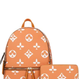 2in1 Print Zipper Backpack with Wallet Set