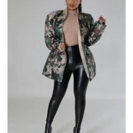 Digital Camouflage Print Puffer Jacket