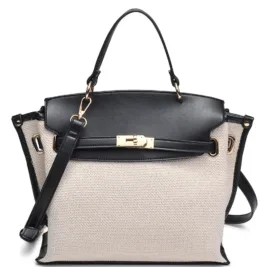 Stylish Woven Design Handle Satchel Bag