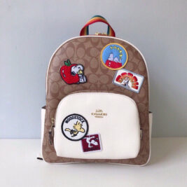NWT Coach X Peanuts Court Backpack In Signature Canvas With Varsity Patches