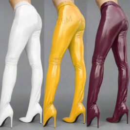Boho Latex Pants Boots – Custom Size Plus Size Platform Heel Shoes