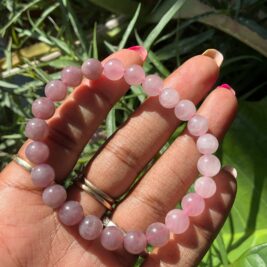 Purple Rose & Rose Quartz Bracelet